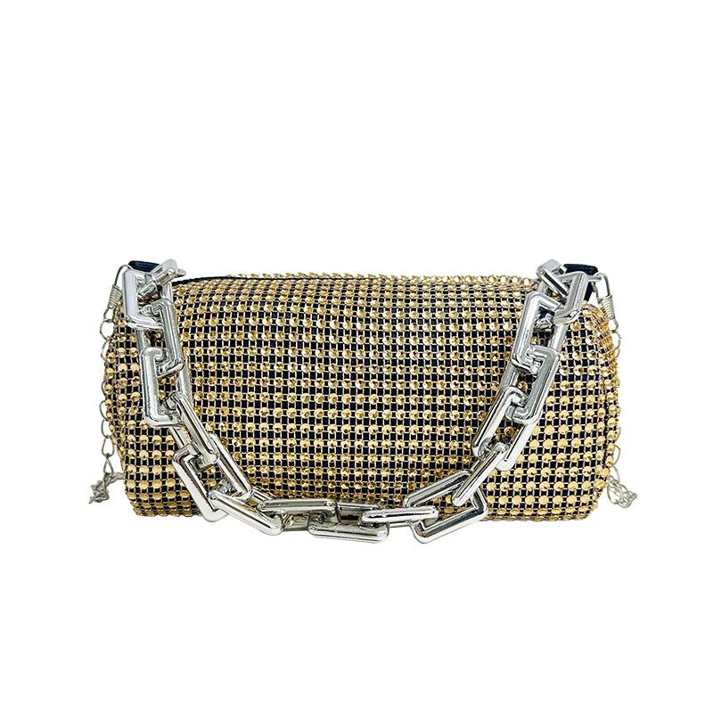 Spring and summer small bags women's bags 2025 new trend personalized colored diamond pillow bag chain shoulder bag personalized messenger bag
