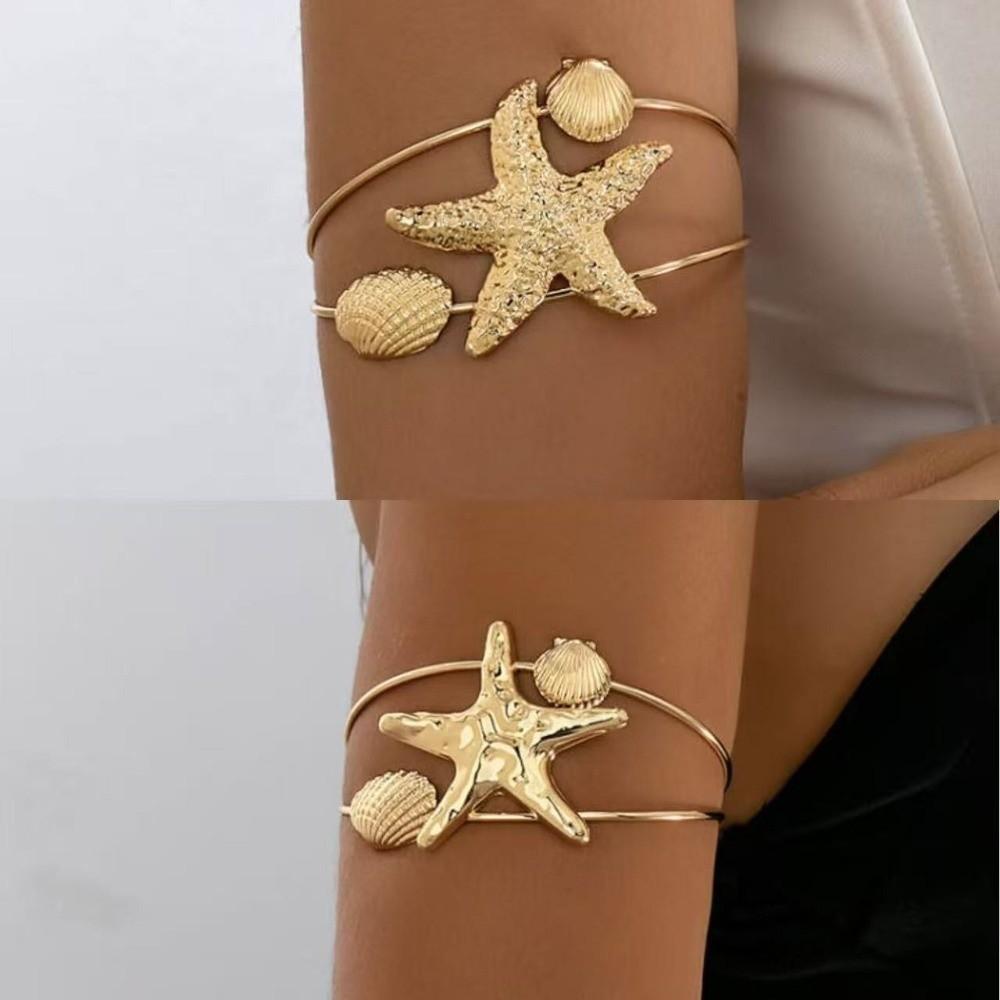 Scallop Shape Starfish Arm Jewelry Gold Arm Cuff Elegant Arm Cuff Bracelet Women