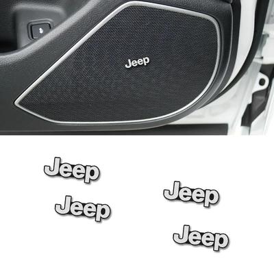 Self-Adhesive 4PCS 3D Aluminum Car Speaker Logo Stickers for Wrangler Grand Cherokee Compass Auto Interior Decor Accessorie