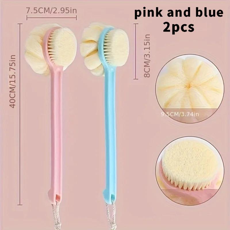 Soft Nylon Shower Brush for Sensitive Skin – Bathroom Long Handle Back Style, Gentle Exfoliating, Odorless & Easy To Clean