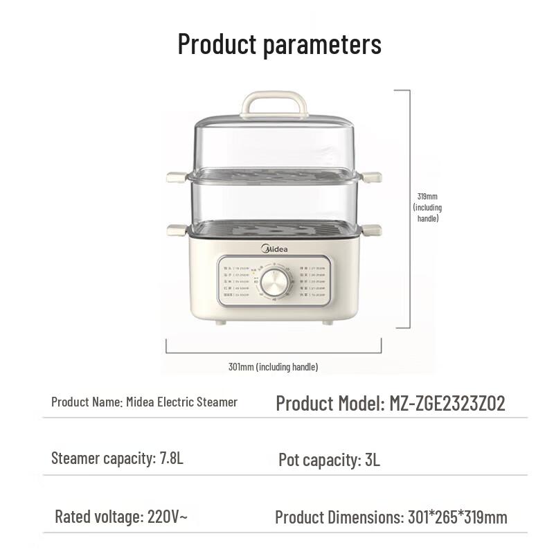 Midea 10.8L 3-Layer Electric Food Steamer