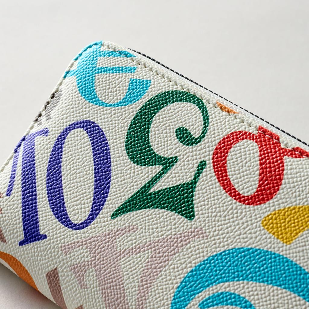 [Frank Miura] Round Zipper Long Wallet for Men and Women - Big Money (Rainbow White)