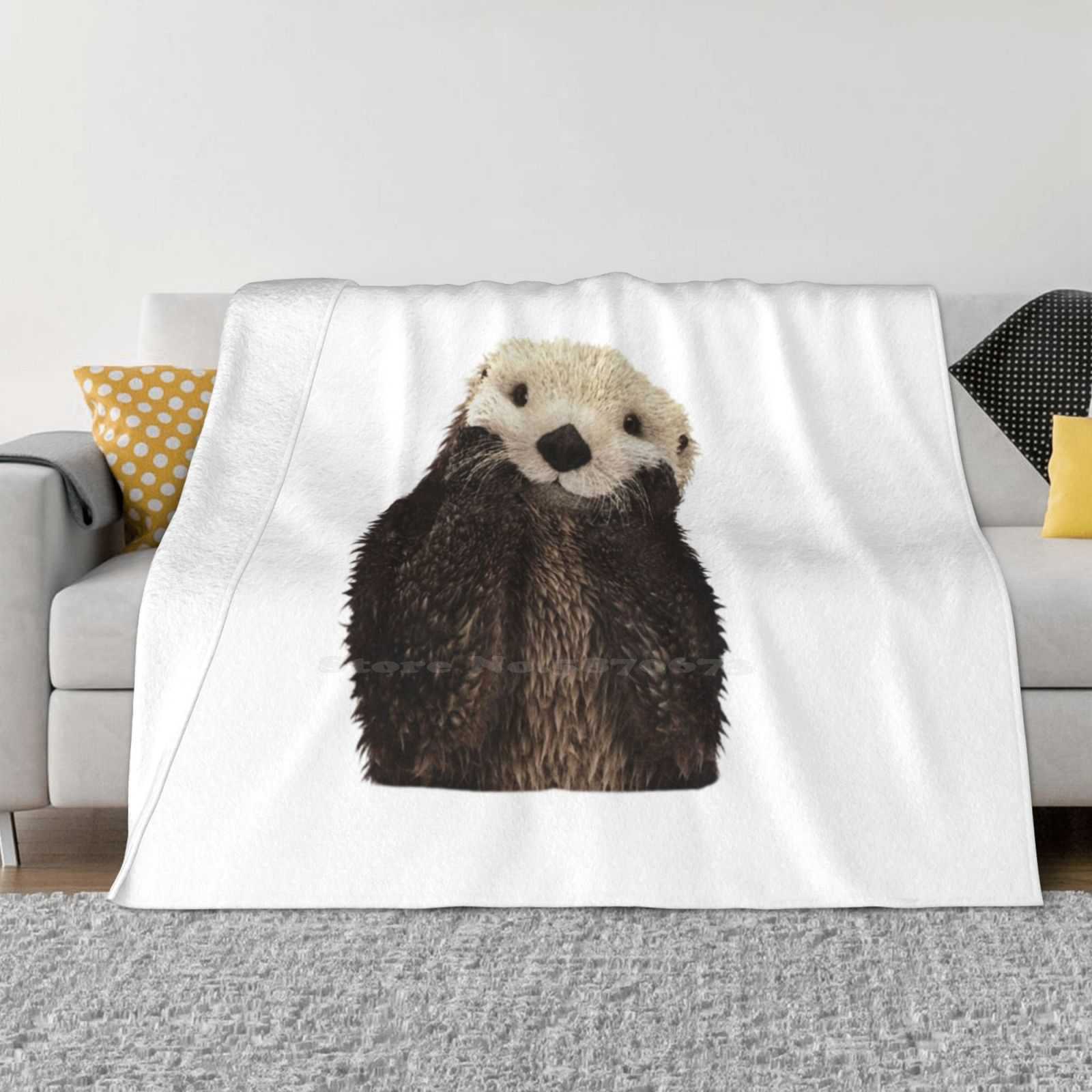 Otter Creative Design Light Thin Soft Flannel Blanket Love Adorable Kawaii Pun Cute Otter Ocean Sea Otters Cartoon Funny 30x40in