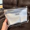 Portable Large Capacity Makeup Bag Silver Pu Toiletry Bag Multifunctional With Zipper Cosmetic Bag Multi-Purpose Use