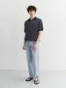 Deonseuteupomaen Unisex Soft Striped Polo Knit_Unisex_Udsw6B121_Navy