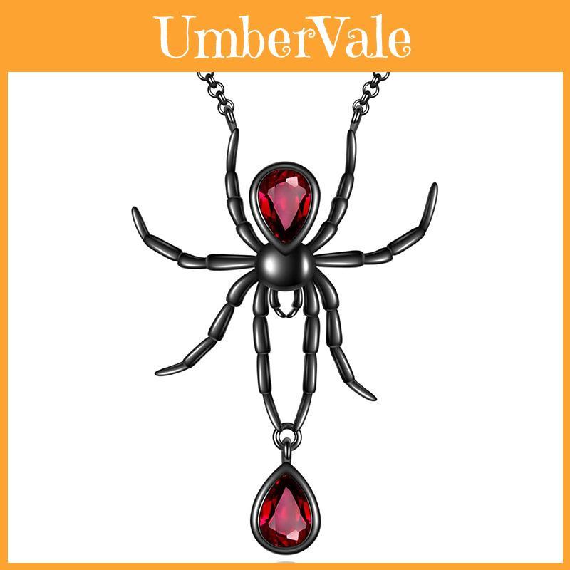 Gothic Style Black Spider Pendant Necklace For Women Fashionable Statement Jewelry