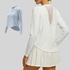 Autumn Winter Women's Basic T Shirt Long Sleeve Loose Sportswear Back Mesh Running Breathable Yoga Base Crewneck