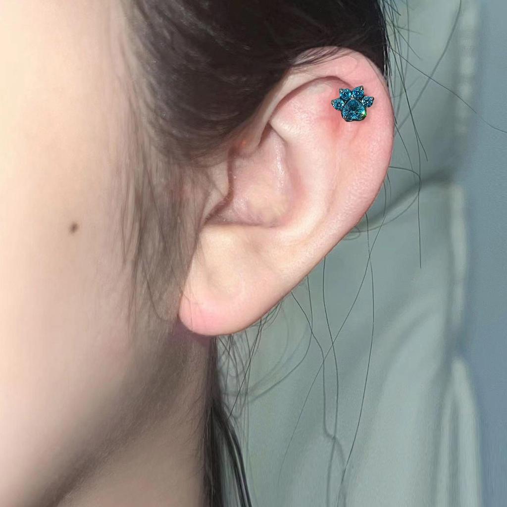 Cute Cat Claw Earrings With Sparkling Crystals Durable Alloy Design Ear Studs For Daily Wear And Special Occasions