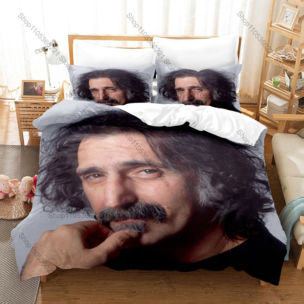 Leggenda del Rock Sperimentale Frank Zappa Stampa Integrale Set Biancheria da Letto 3 Pezzi Copripiumino + 2 Federe Teen Stanza del Dormitorio Decorazione per la Casa