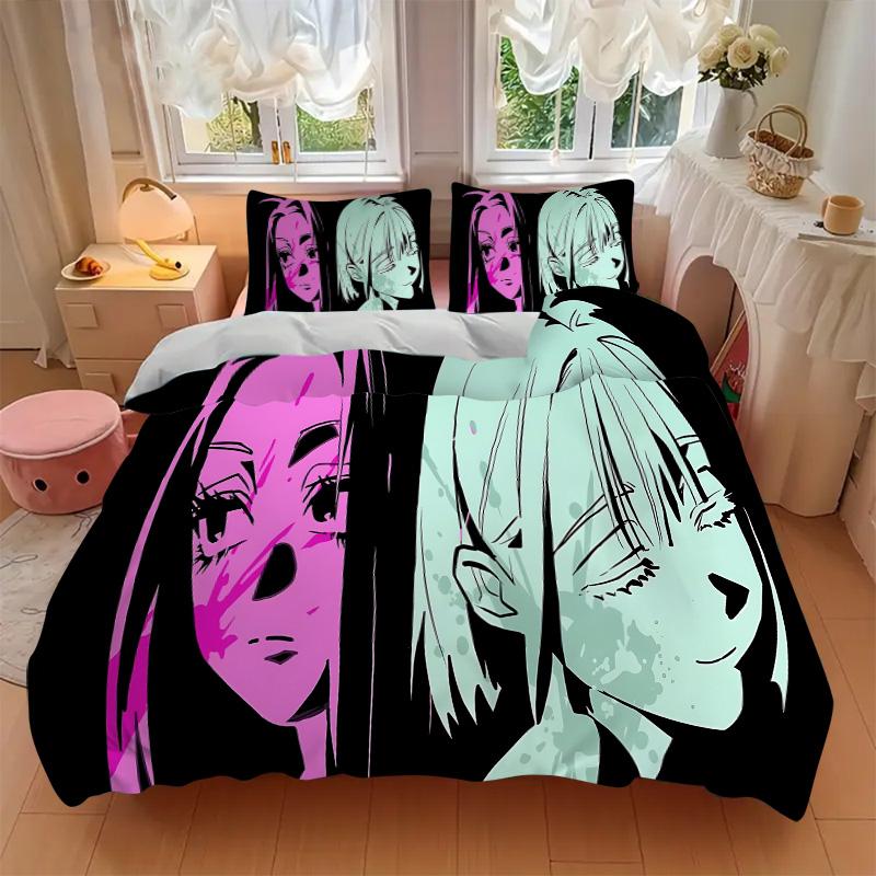 Colorful Contrast Faces Print 3Pcs Bedding Setduvet Cover With 2 Bedropillowcase Home Birthday Gift