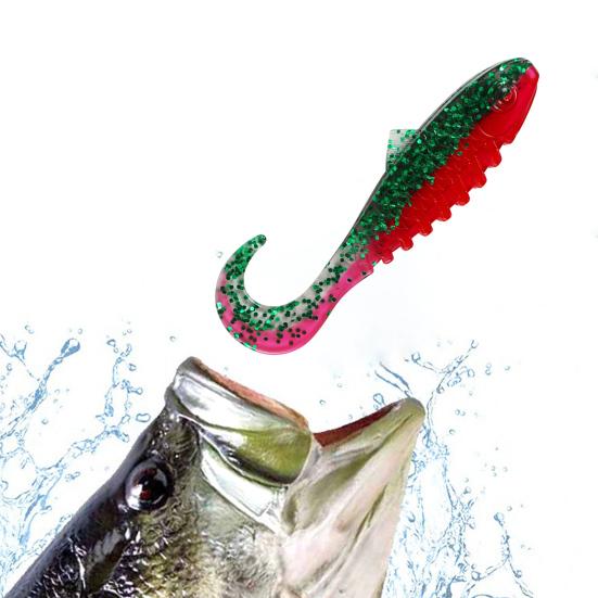 15Pcs 5.5CM/2G Curly Tail Soft Fishing Bait with Glitter Colorful PVC Realistic Bionic Artificial Lure Saltwater Freshwater Fishing Accessories