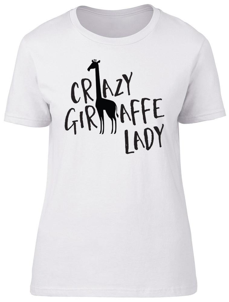 Crazy Giraffe Lady Ladies Unisexs Fitted TShirt Animal Birthday Gift Tee