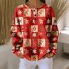 Women's Casual Shirts Long Sleeve Tops Button Up V Neck Loose Knit Fall Favorites For Women