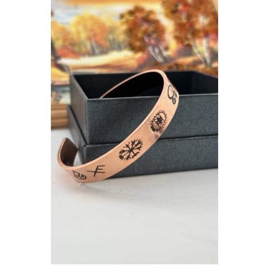 100 % Kupfer, Wikinger-Modell, Glücksrune, Unisex-Armband, 100 % reines Kupfer