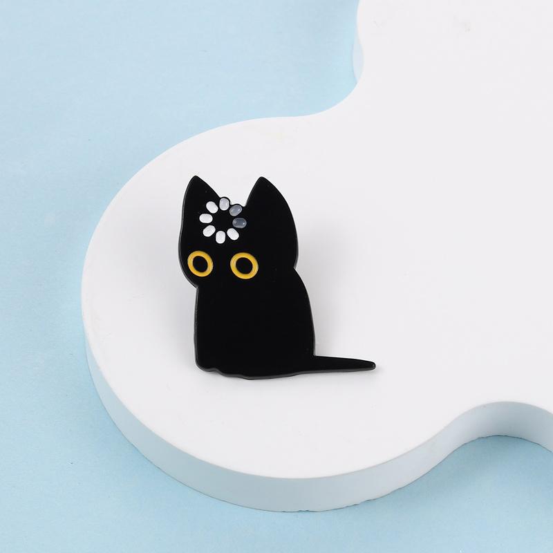 Pin de Esmalte Gato Negro Cargando Espiral Broche Divertido Cerebro Estrellado Gato Meme Insignia de Solapa Para Mochilas Joyería Regalos Para Amigos