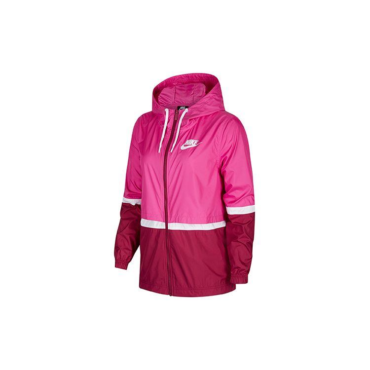Nike Color Block Hooded Sports Jacket Women jackets Purple Red CZ1918-623