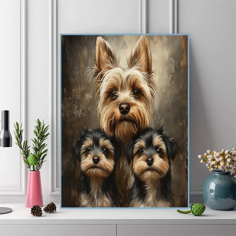 Yorkshire Terrier Pattern 3pcs 100% Round Full Drill 5D DIY Diamond Painting Embroidery Cross Stitch Rhinestone Décor