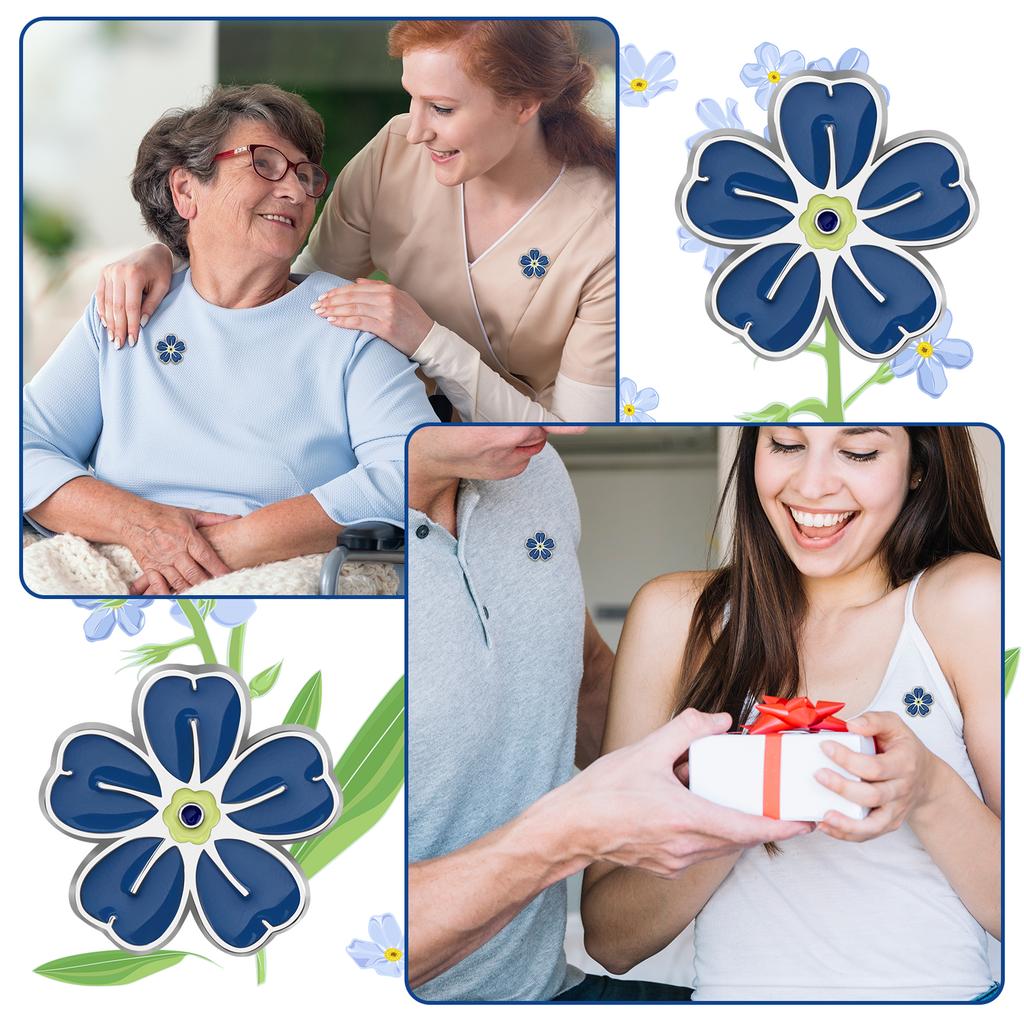 Forget Me Not Pin Badge Memorial Pins Bulk Celebration Of Life Funeral Favors Alzheimer'S Dementia Forget Me Not Flower Lapel Pi