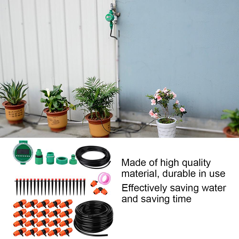 Controler Temporizator Irigare Grădină 20m cu Kit Udare prin Picurare Picurător cu 8 Orificii