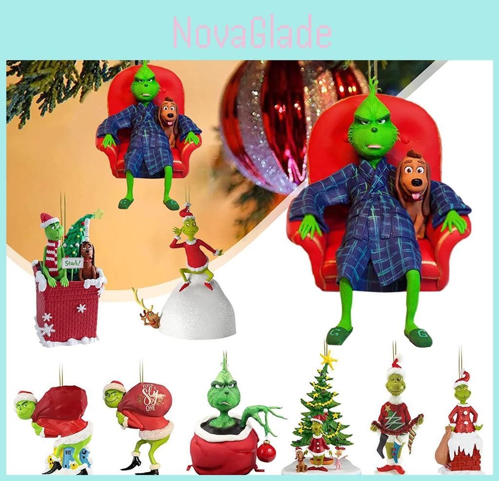 Cartoon Style Green Monster Christmas Tree Hanging Ornament For Home And Car