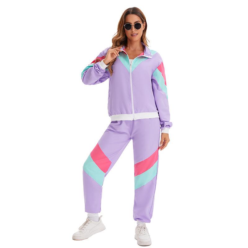 80s Retro Disco & Hip Hop Halloween Costume Set - Unisex Street Dance DJ Jacket & Pants