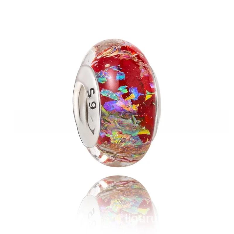 New Original Copper Murano Glass Charm Colorful Rainbow Snowflakes Stars Charm For Bracelet Diy Women Jewelry