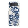 Transparent Phone Case For Samsung Galaxy Z Flip 3 4 5 6 7 Hard Folding PC Z Flip3 Flip4 Cover Cute Blue Pattern