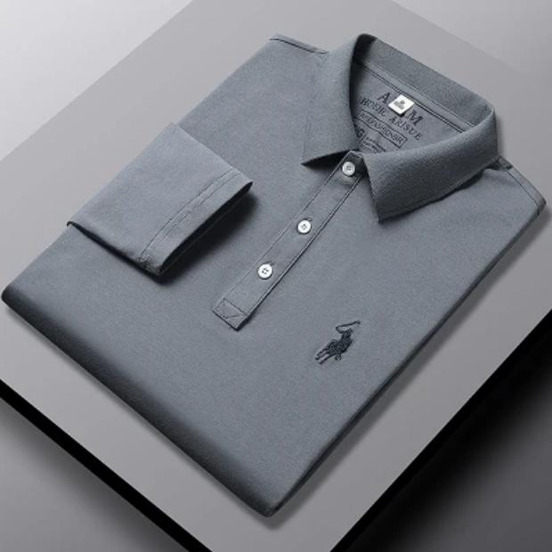 Cotton Striped Shirt Middle -Aged Men 'S Long -Sleeved T -Shirt Middle -Aged Men 'S T -Shirt