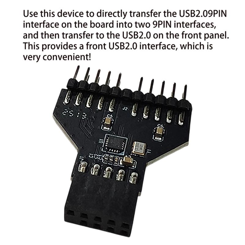 Stable Performance Motherboard USB 9Pin Interface Header Splitter for Computer RGB Light 1 To 2 USB Hub
