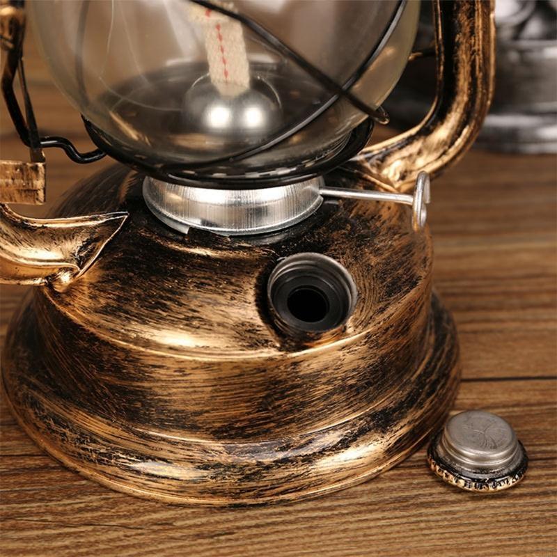 62KD Vintage Metal Oil Lamp Portable Lantern Kerosene Light Outdoor Camping Bar Home Decorations