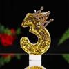 Large Gold 3D Digital Birthday Candle Crown Style Long Burning for Retirement Celebration Party Cake Decor