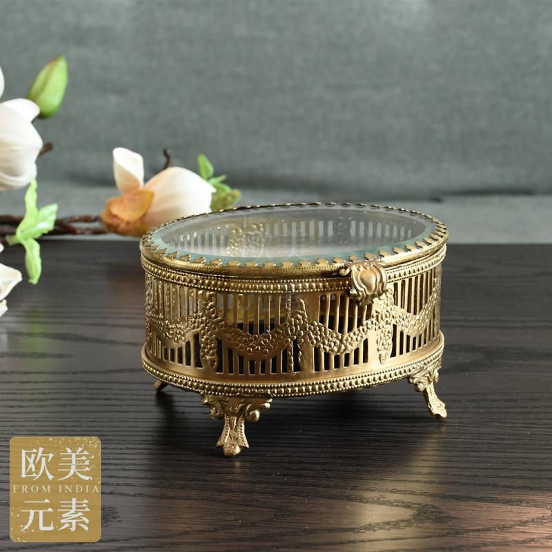

Brass Oval Jewelry Box Chinese Jewelry Box New Court Style Storage Jar Dresser Ornament медный