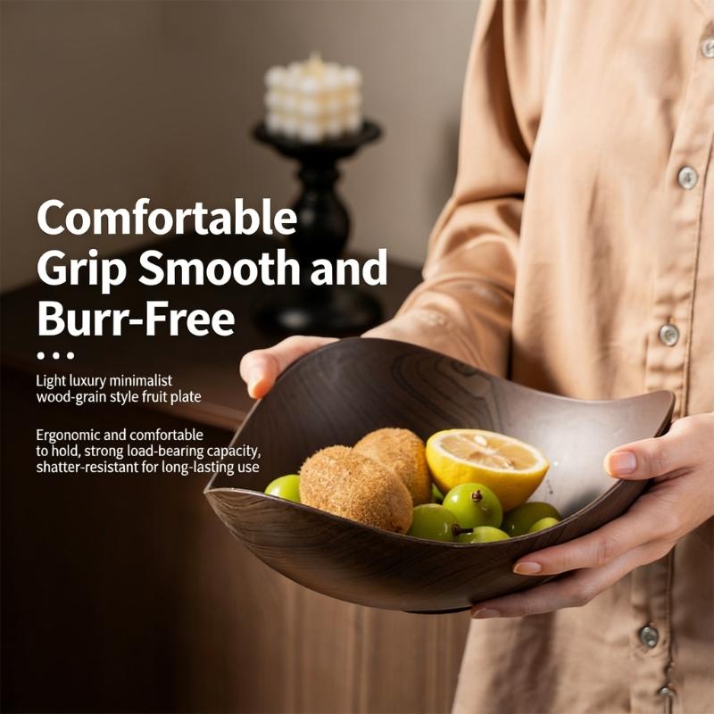 Portable Modern Wooden Look Serving Bowl Ideal For Displaying Fruits And Appetizers During Family Gatherings