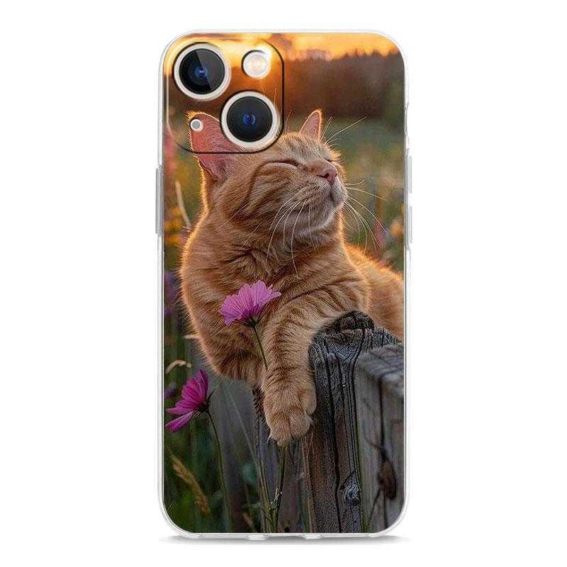 Phone Case For iPhone 16 15 14 13 12 11 Pro Max XS X XR 7 8 Plus soft Shockproof TPU Clear Cover Simple lavender Purple flowers