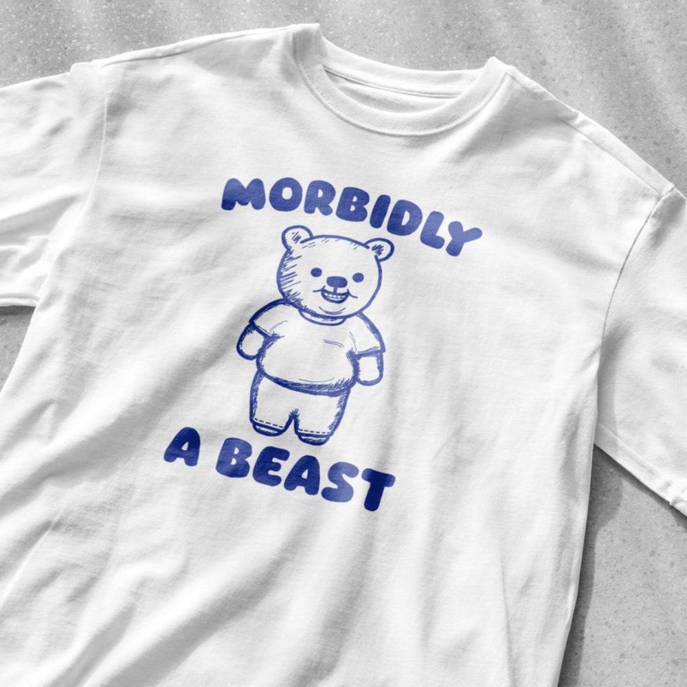 

Футболка из 100% хлопка плотностью 230 г/м2 Футболка Morbidly a Beast Футболка унисекс Футболка с мемами Смешная футболка Винтажная футболка с рисунком Футболка с хот-догом Саркастическая футболка XS белый
