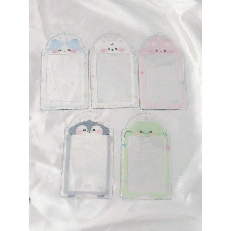Transparent Glitter Cute Frog Penguin 3 Inch Pvc Student Girl Heart Card Holder Small Card Random Card Organizer Card Back To School