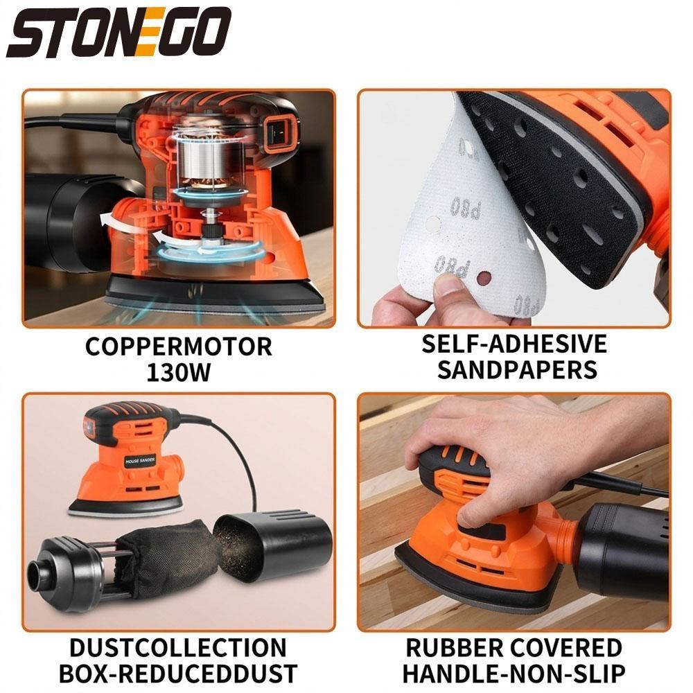 Electric Sander with Dust Collection 12Pcs Sandpapers Corded Power Tool for Wood and Metal Polishing DIY Grinding Machine