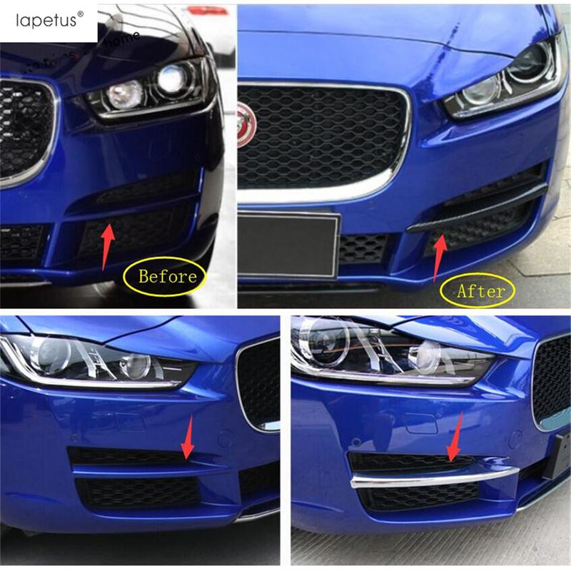 Front Fog Lamps Lights Eyebrow Strip Bumper Air Vent Intake Splitter Decoration Cover Trim Accessories For Jaguar XE 2016 -