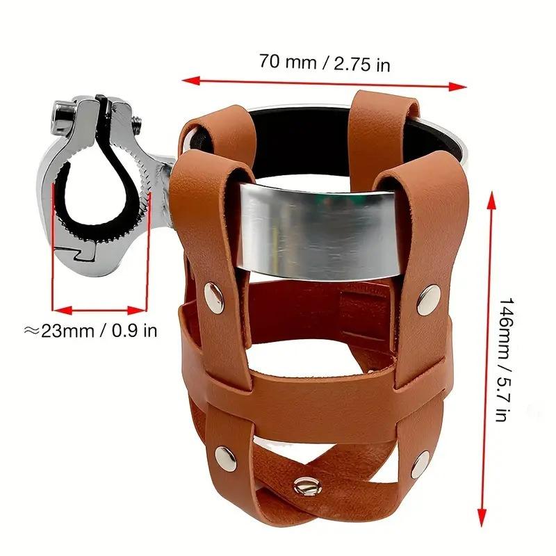 1 Stück Outdoor Leder Fahrrad Wasserflaschenhalter, Elektroauto Milchtee Getränkekesselhalter, Verstellbarer Universeller Wasserbecherhalter