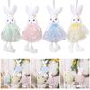 4Pcs Holiday Rabbit Ornaments with Dress Finish for Decorating Holiday Tables Garden and More