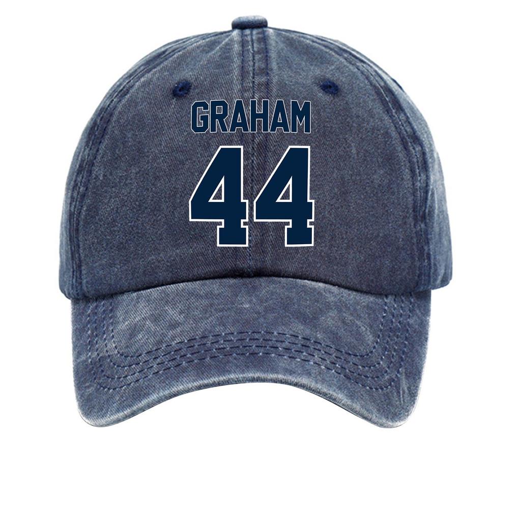 Washed Cotton Baseball Cap Vintage Style Soft Top Denim Hat with Printed Design Adjustable Strap for Casual Wear