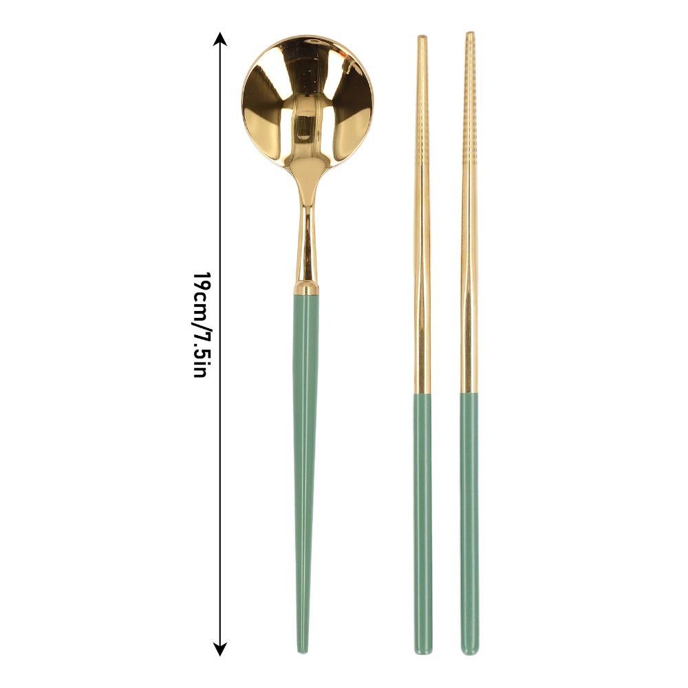 1Set Smooth Spoon Chopstick Kit Rustless Steel Tableware Set Dining  Set  Outdoor Picnic