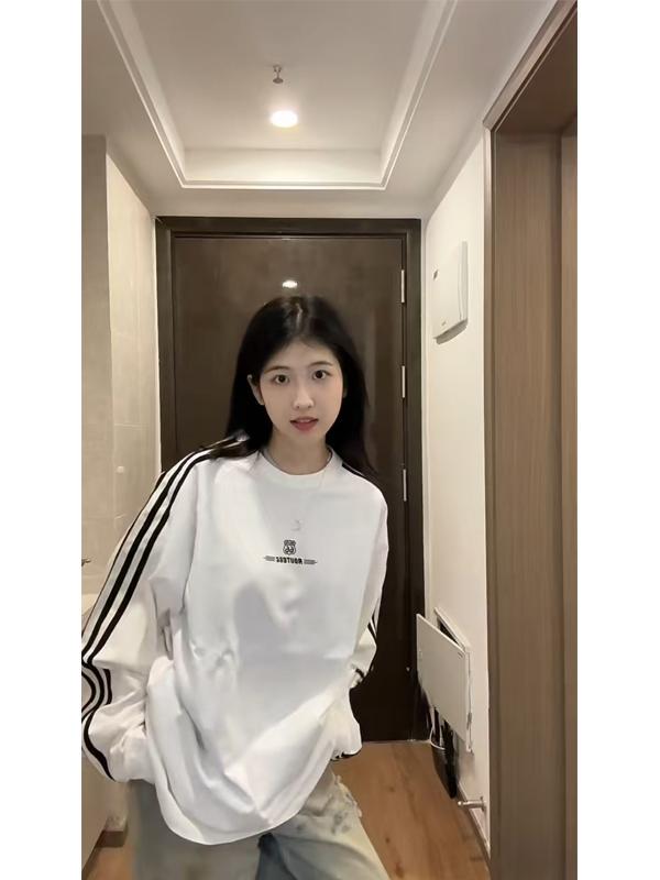 Retro Chic Women's Striped Long-Sleeve Tee - Casual Spring/Autumn Wear