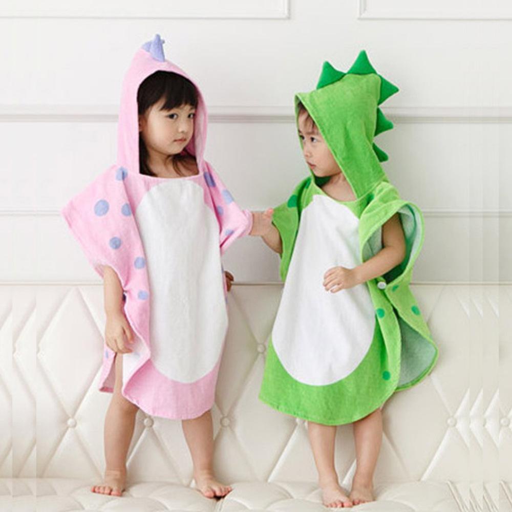 Children'S Bath Towel Cape Hooded Cotton Absorbent Boy And Girl Baby Bath Hot Spring Beach Swimming Dinosaur Bathrobe