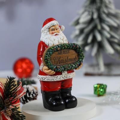 Weihnachtsornamente Kunstharzhandwerk Weihnachtsmann Tischdekoration Festliche Weihnachtsmann-Kunstharzstatuen für Feiertag für Regal Zuhause
