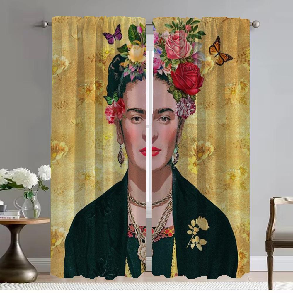 

F-kahlo затемняющие шторы для гостиной, занавески для окон, шторы для домашнего интерьера, 2 шт., тюль для перегородки в спальне W132xH274cmx2pcs-CL