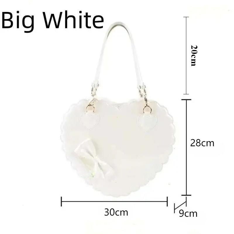 Borse Lolita a Forma di Cuore in PU per Ragazze con Fiocchi Borsa a Spalla Giapponese Due Misure Kawaii Borsette a Forma di Conchiglia Borsa a Tracolla Rosa Carina Regali