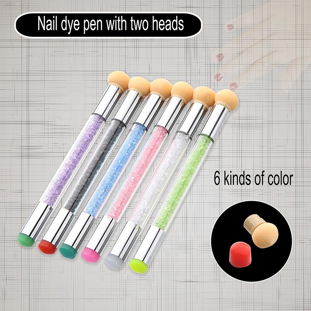 

Set Glitter Powder Picking Dotting Gradient Pen Brush + 6Sponge Tools белый