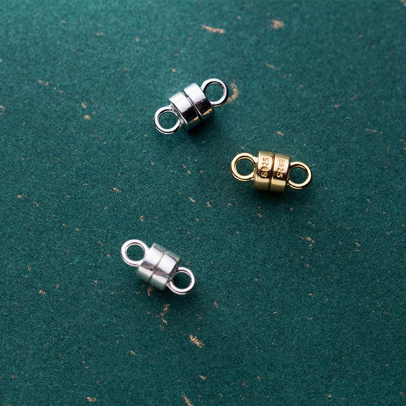 Gold Plated Magnet Connectors Beaded 925 Sterling Silver Bracelet Magnetic Clasp Jewelry Accessories