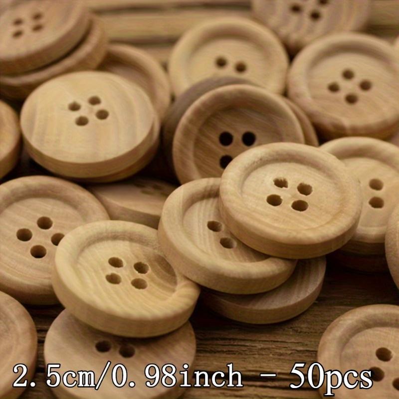 Natural Wood Buttons with 4 Holes, Perfect for Sewing Accessories and Clothing